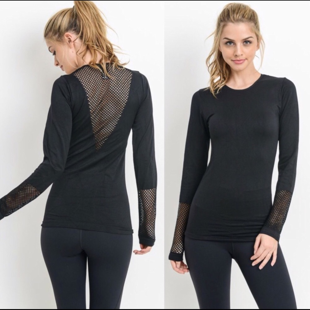 Black Fishnet Long Sleeve Top